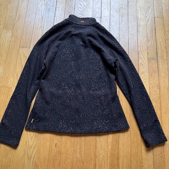 Lucy Size M Brown & Black Cheetah Animal Print Mock Neck Full Zip Jacket - Picture 6 of 12